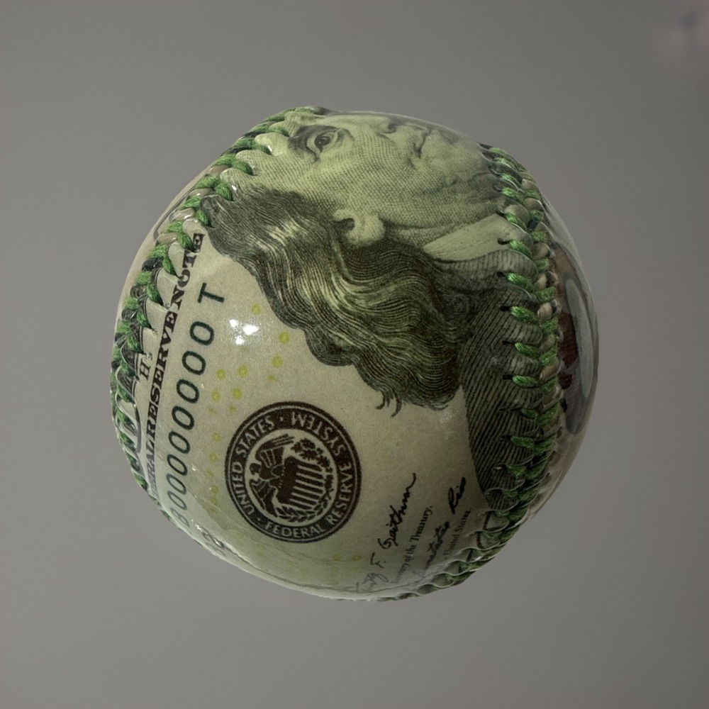 One Hundred Dollar Bill Bureau Of Engraving And Printing Souvenir Baseball Ball - Picture 1 of 7